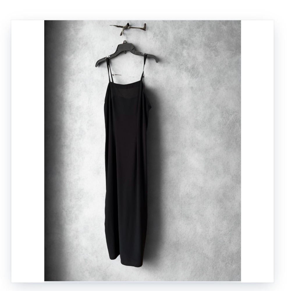 Chic Black Midi Dress with Spaghetti Straps